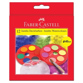 Vodové farby JUMBO 40 mm, štandardných 12 farieb (#125015) Faber-Castell